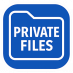 Blue folder icon labeled PRIVATE FILES in bold white letters